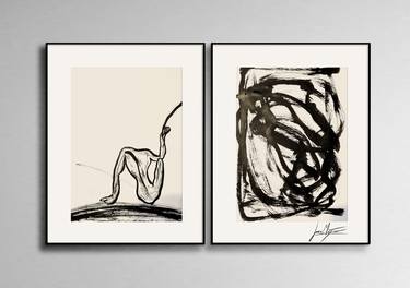 Original Abstract Expressionism People Drawings by Juca Máximo