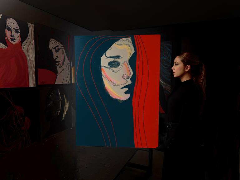 Original Abstract Portrait Painting by Juca Máximo