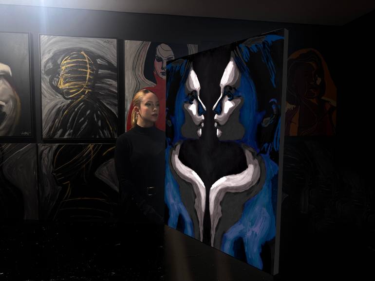 Original Abstract Expressionism Portrait Painting by Juca Máximo