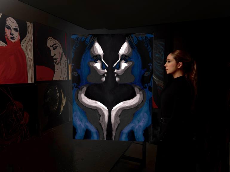 Original Abstract Expressionism Portrait Painting by Juca Máximo