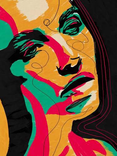 Print of Abstract Expressionism Portrait Digital by Juca Máximo