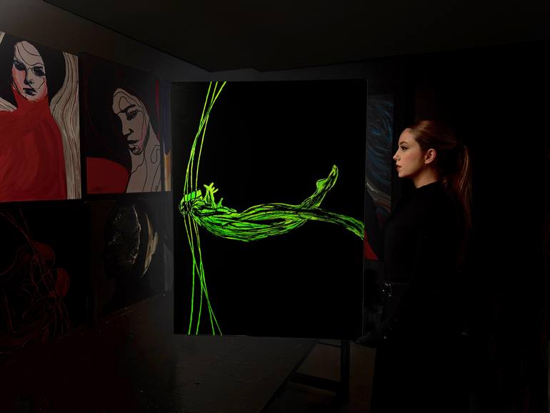 Original Abstract Expressionism Body Painting by Juca Máximo