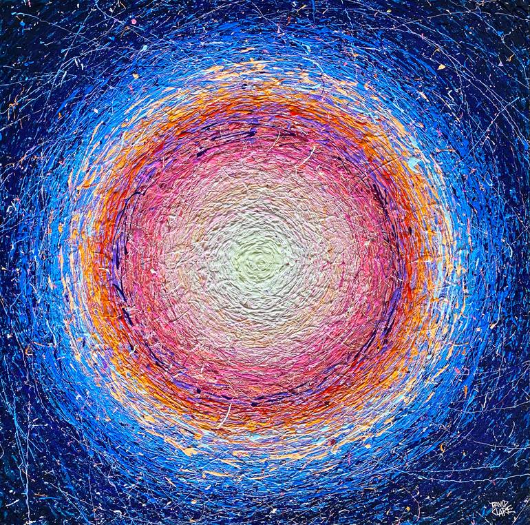Original Abstract Painting by David Clare | Abstract Art on Canvas | Mirage Sun In Blue And Pink