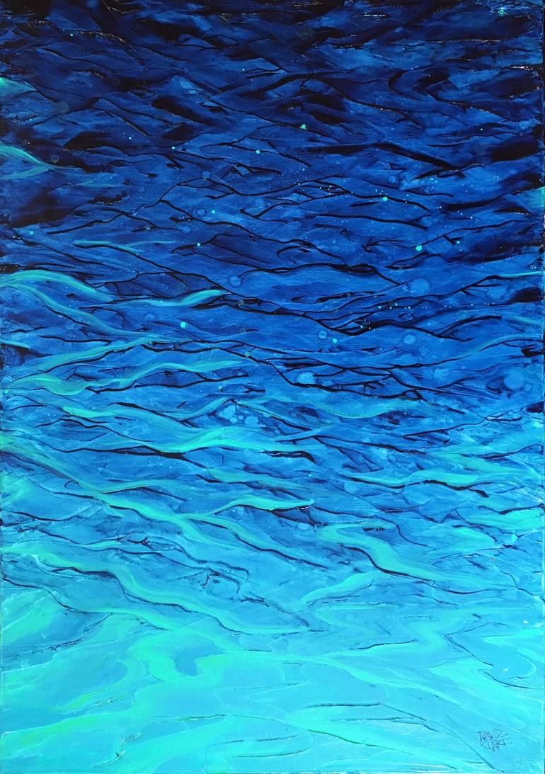 Blue And Aqua Ripples Painting By David Clare 