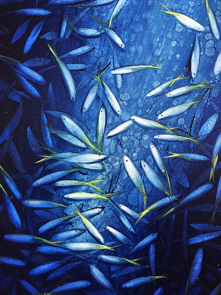 Original Abstract Fish Painting by David Clare