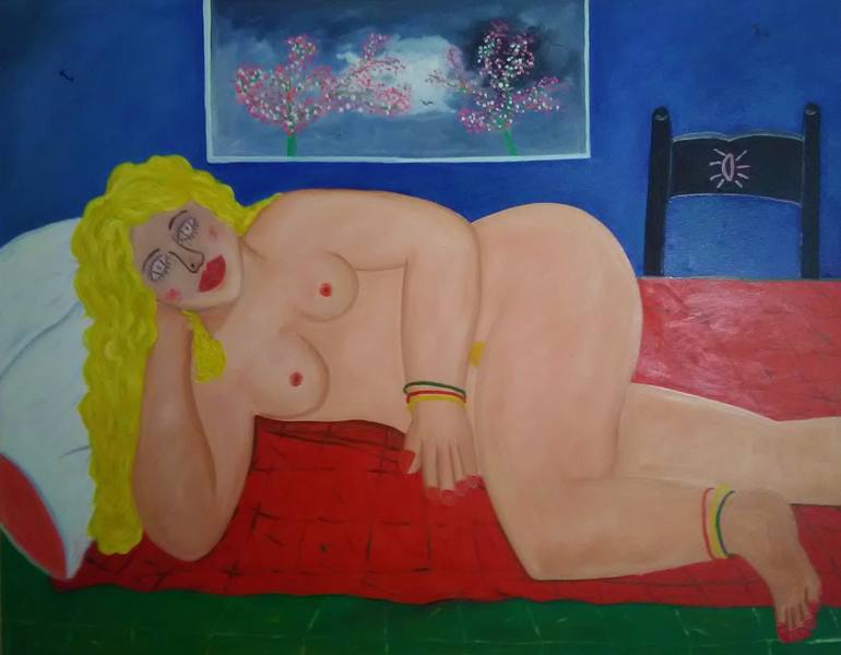 Reclined Nude With Flower