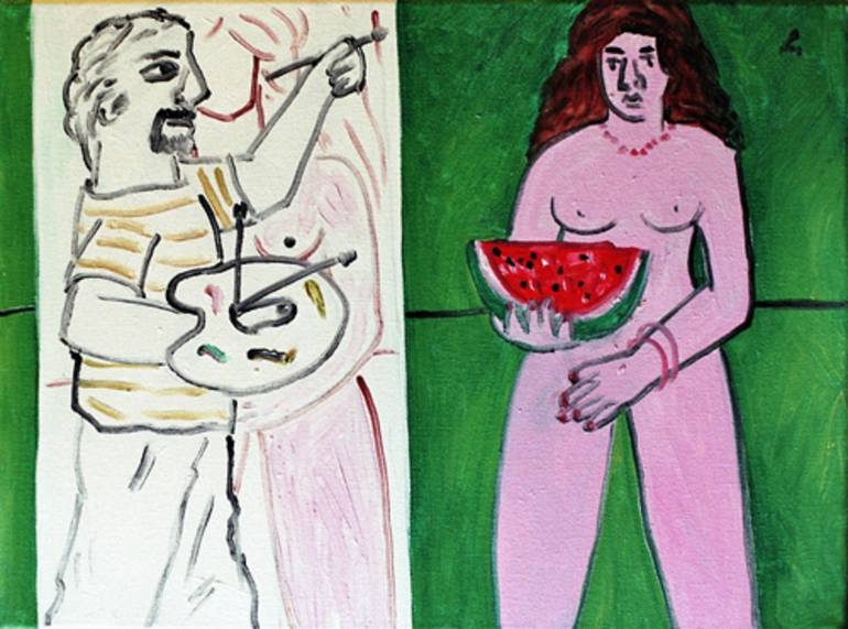 The Artist Model With Watermelon