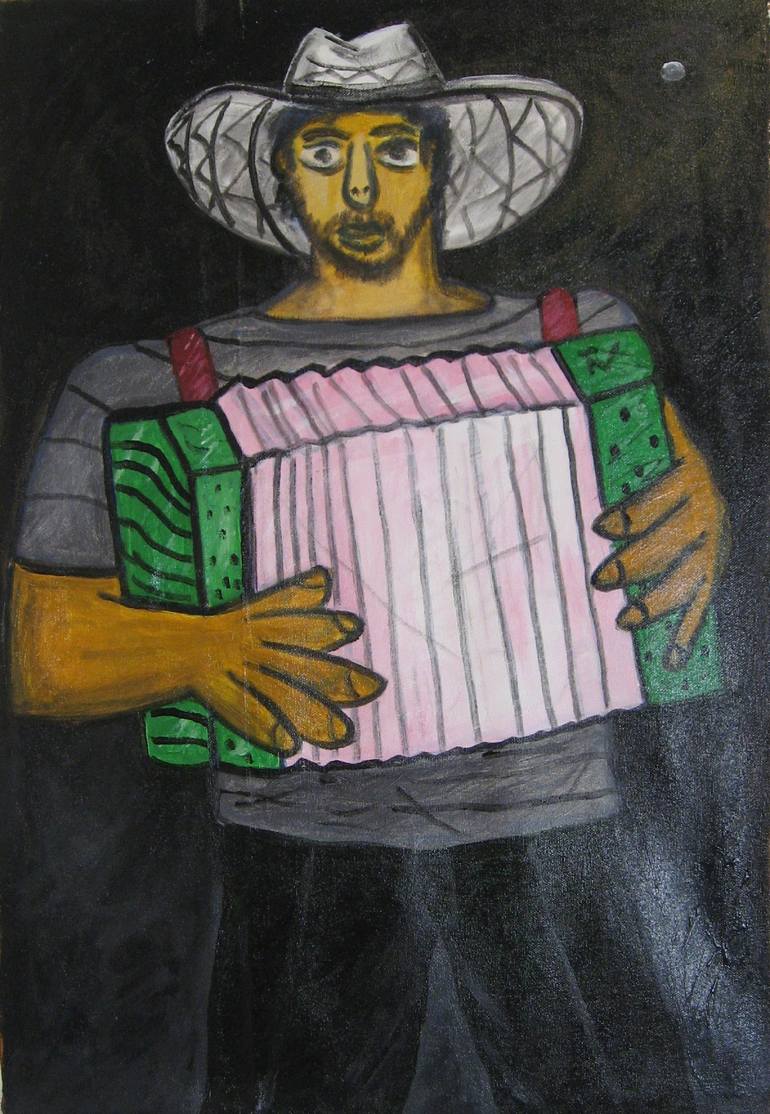 Man With Accordion Green