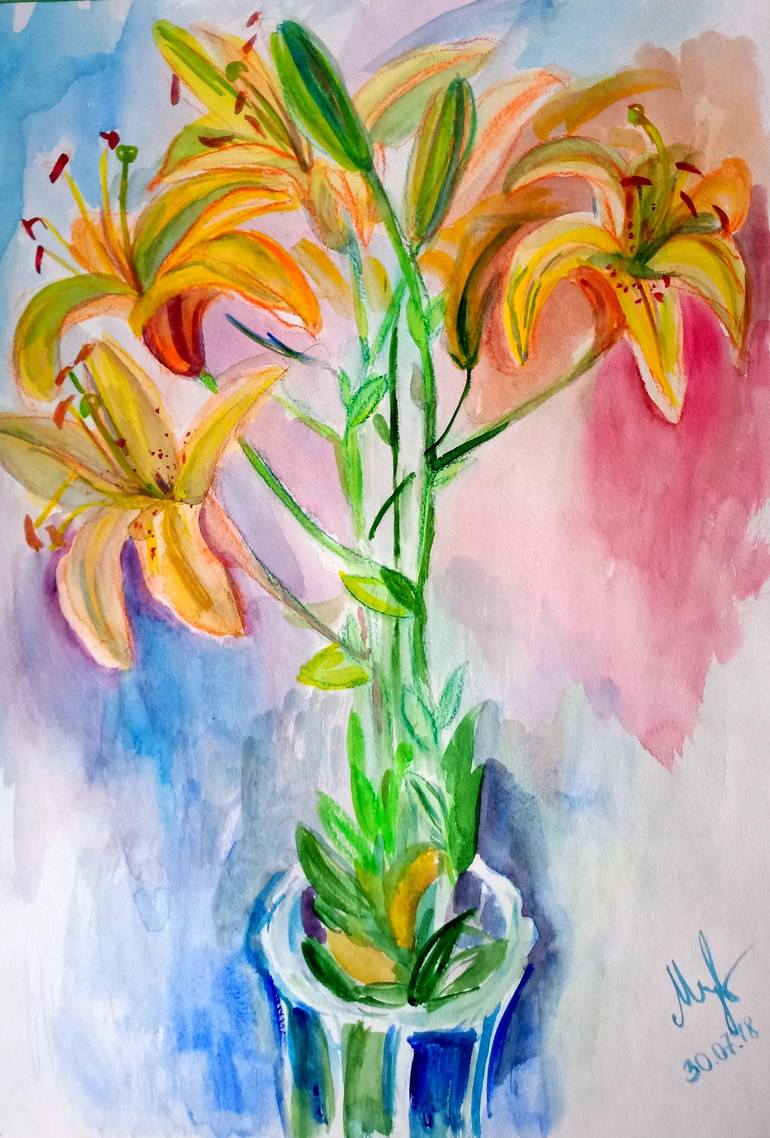 Тiger lily Painting by MARIA MEDVEDEVA | Saatchi Art