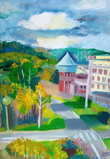 Original Expressionism Cities Paintings by MARIA MEDVEDEVA