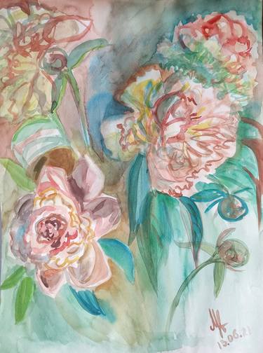 Original Fine Art Floral Paintings by MARIA MEDVEDEVA