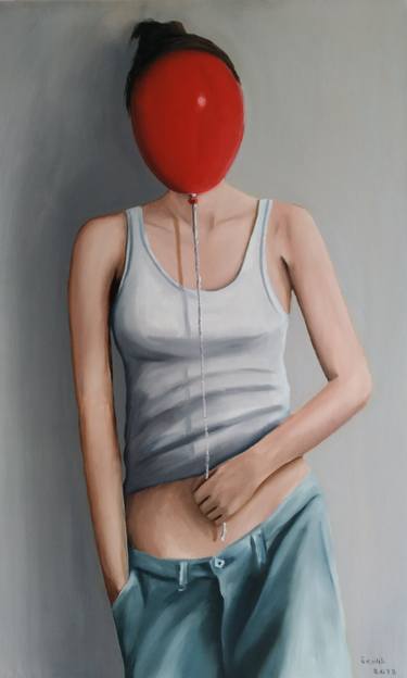 Girl holding red balloon thumb