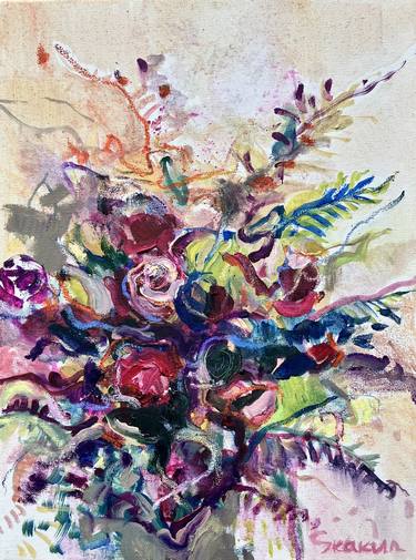 Original Abstract Expressionism Botanic Paintings by Mari Skakun