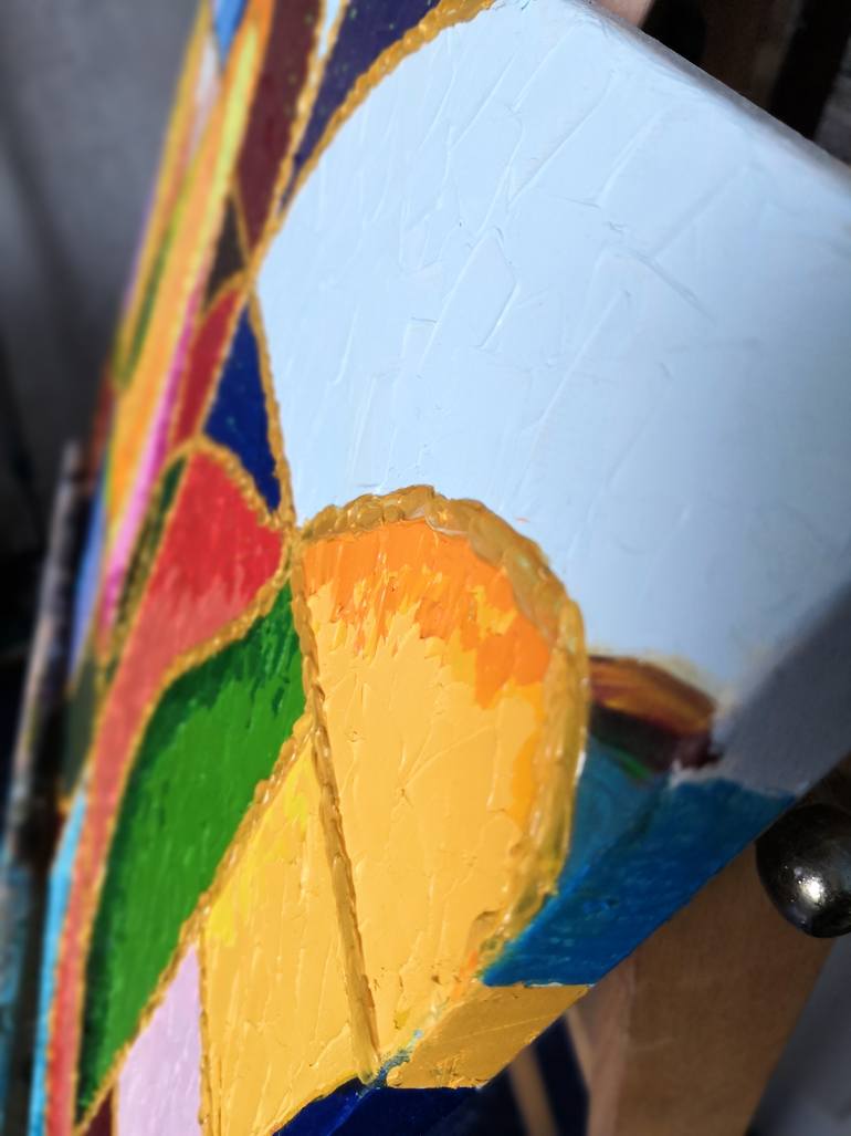 Original Cubism Botanic Painting by Liudmyla Riabkova