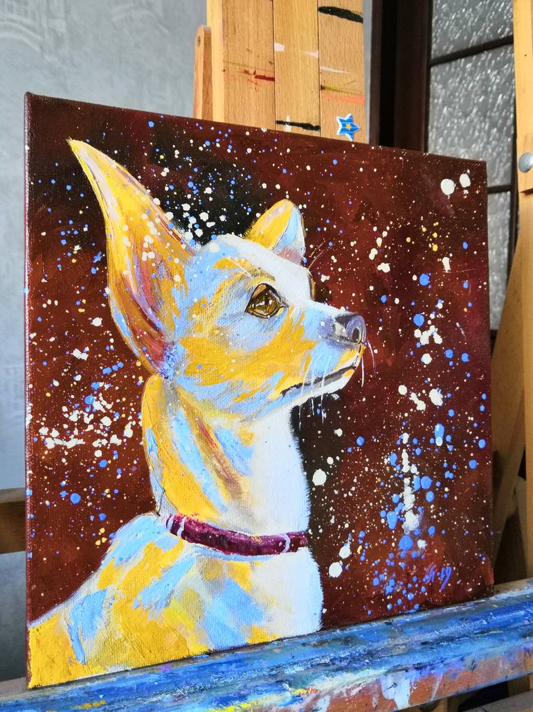 Original Figurative Dogs Painting by Liudmyla Riabkova