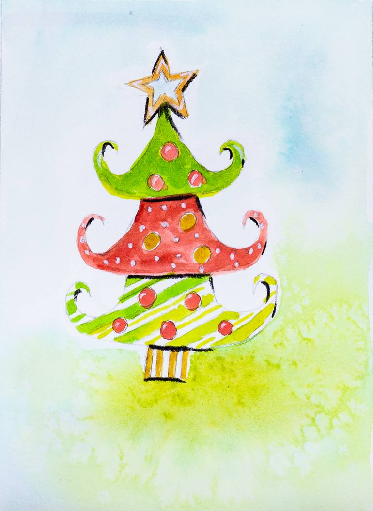 whimsical christmas tree drawings