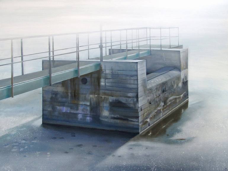 Original Architecture Painting by Alexandra Jirickova | Photorealism Art on Canvas | Time of Fog