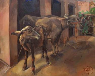 Original Fine Art Cows Paintings by Shraddha Singh