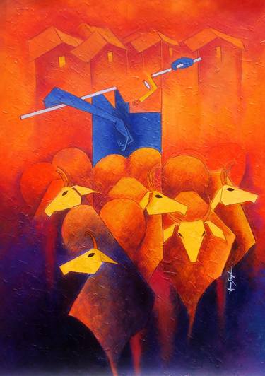 Original Cubism Abstract Paintings by Amar Singha