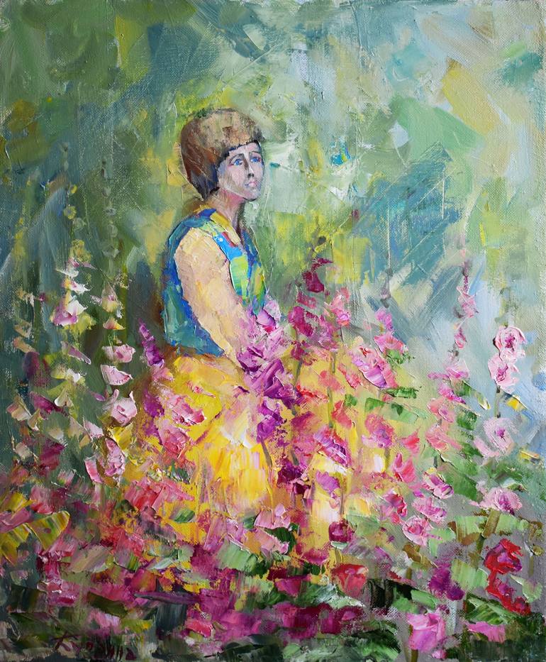 In the garden (Natalie) Painting by Yuliya Kuprina | Saatchi Art