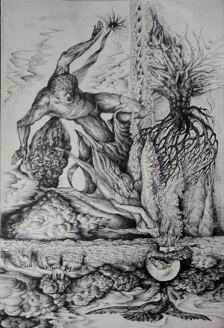 Original Abstract Fantasy Drawing by Ceorg  Kite