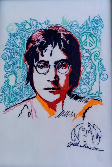 John Lennon, hand embroidery thumb