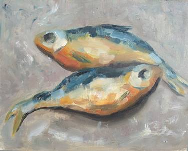 Original Minimalism Fish Paintings by Julieta Pauk