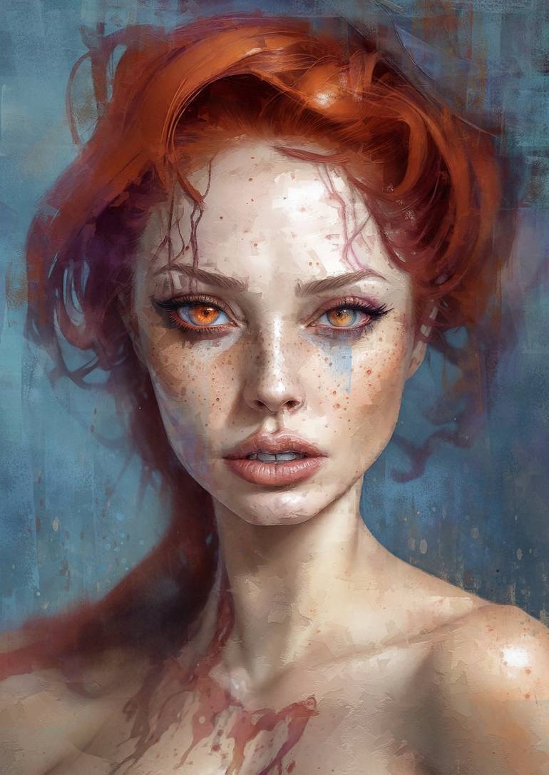 Copper Queen -Woman Painting portrait Digital by Anna Marija Bulka ...