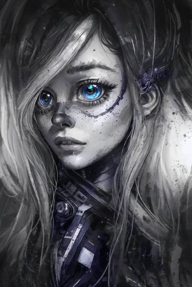 Blue future II -Cyber girl futuristic art thumb