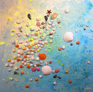 Memory -blue sea shells 3D wall Art Abstract thumb
