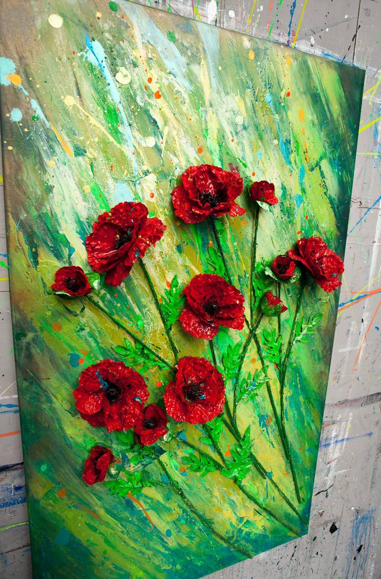 Original Abstract Floral Mixed Media by Anna Marija Bulka
