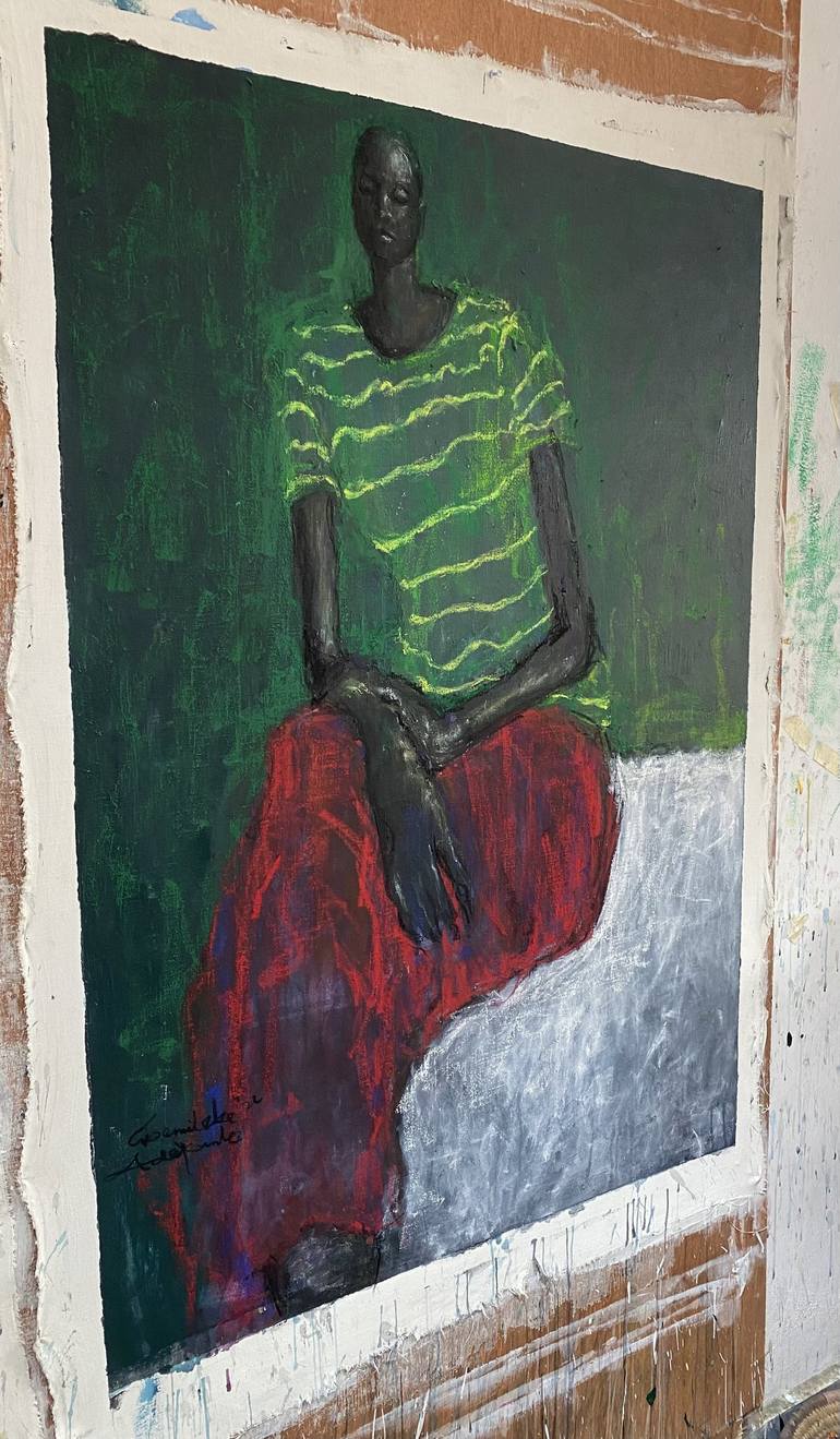 Original Expressionism People Painting by Adekunle Gbemileke