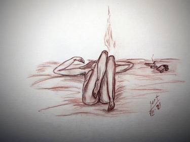Original Nude Drawing by Lyubov Art