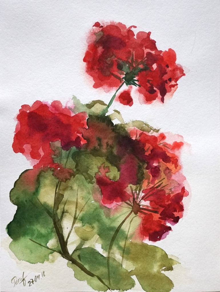 Geranium Painting by Maria Ratova | Saatchi Art