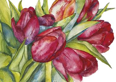 Botanical Artwork No.2, Watercolor Tulips Wall Decor thumb