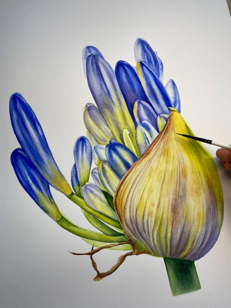 Original Art Deco Botanic Painting by Anna Lyashenko