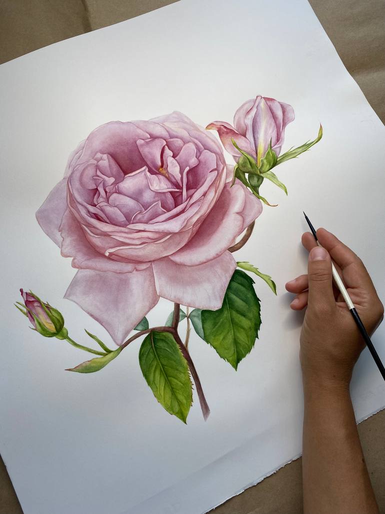 Original Photorealism Botanic Painting by Anna Lyashenko