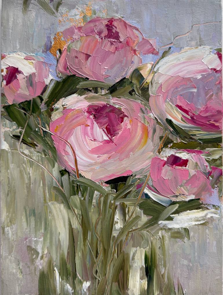 Morning Peonies Painting by Anna Lyashenko | Saatchi Art United