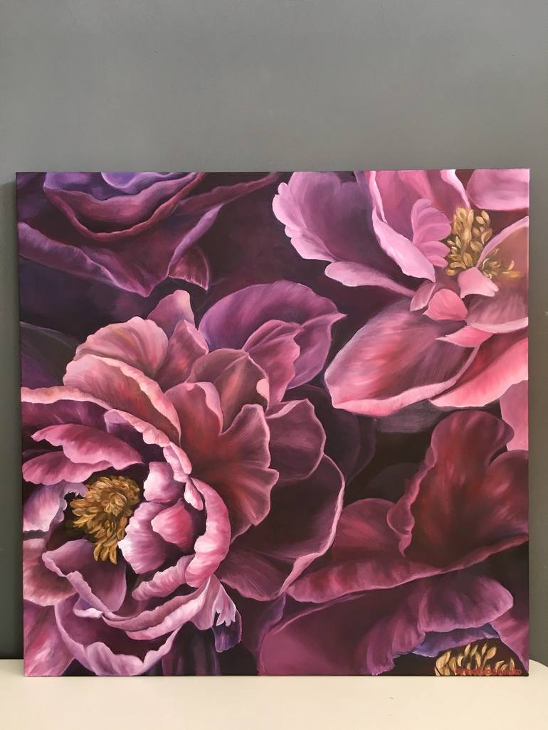 Original Photorealism Floral Painting by Anna Lyashenko