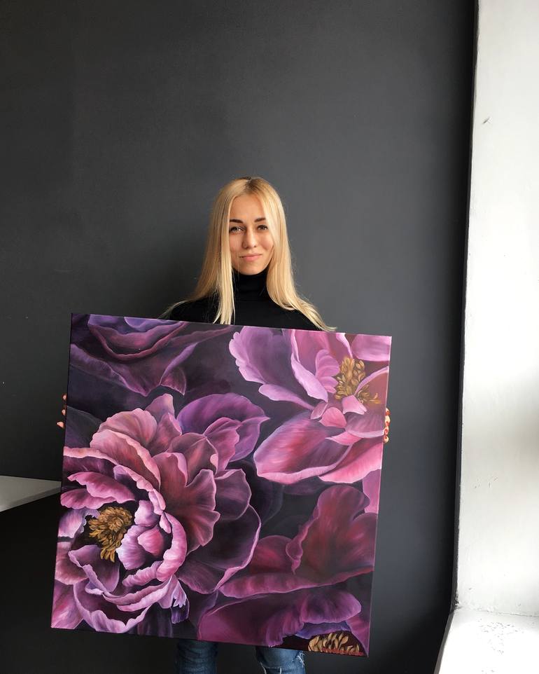 Original Photorealism Floral Painting by Anna Lyashenko