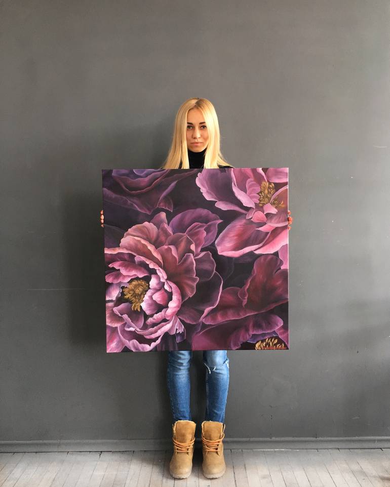 Original Photorealism Floral Painting by Anna Lyashenko