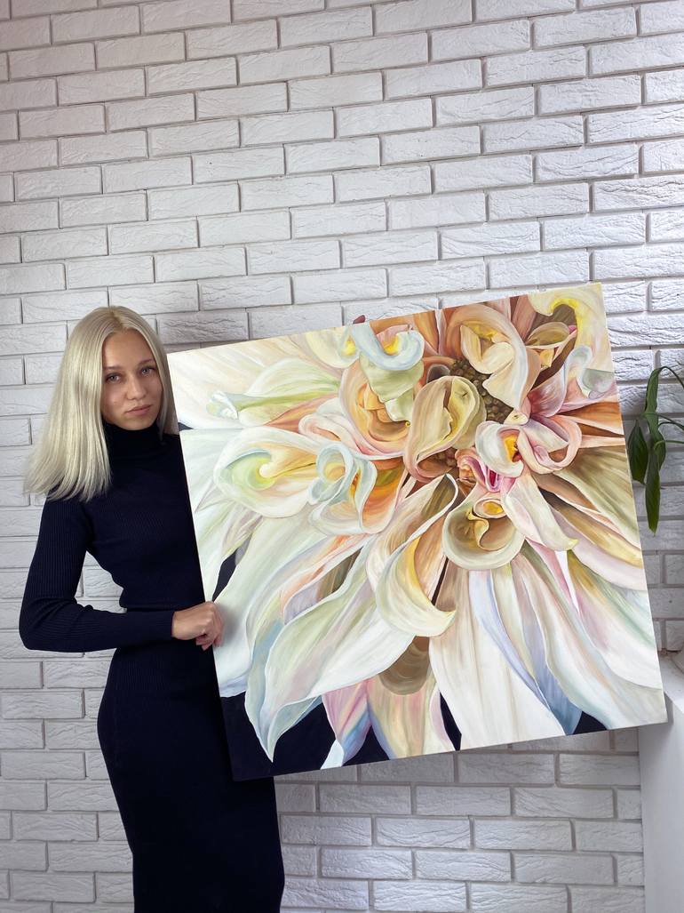 Original Art Deco Floral Painting by Anna Lyashenko