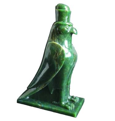 Egypt God Horus Sculpture Statue the Falcon Tutelary Deity Made of Genuine Nephrite Jade Stone thumb