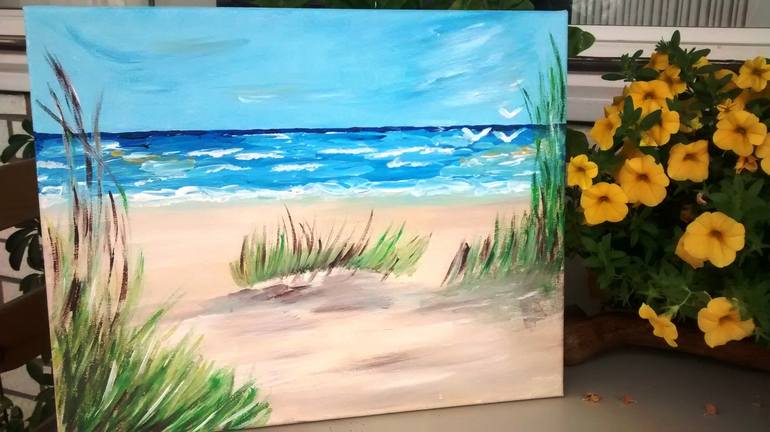 Original Seascape Beach Painting by DANIELA MARAZOVA