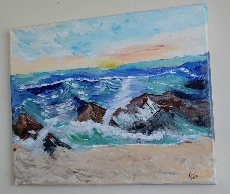 Original Expressionism Seascape Painting by DANIELA MARAZOVA