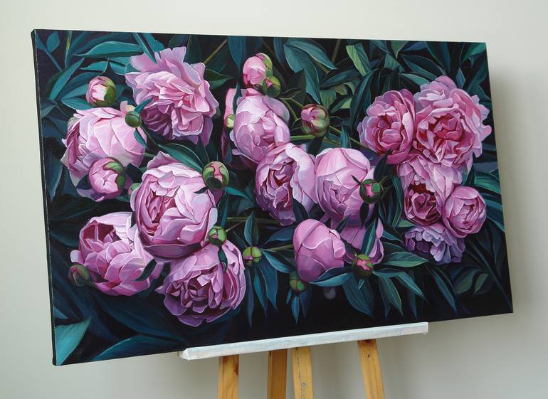 Original Photorealism Floral Painting by Ekaterina Vestnikova