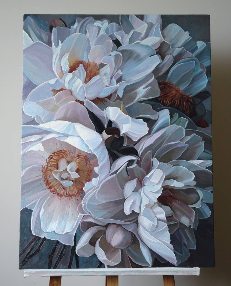 Original Photorealism Floral Painting by Ekaterina Vestnikova