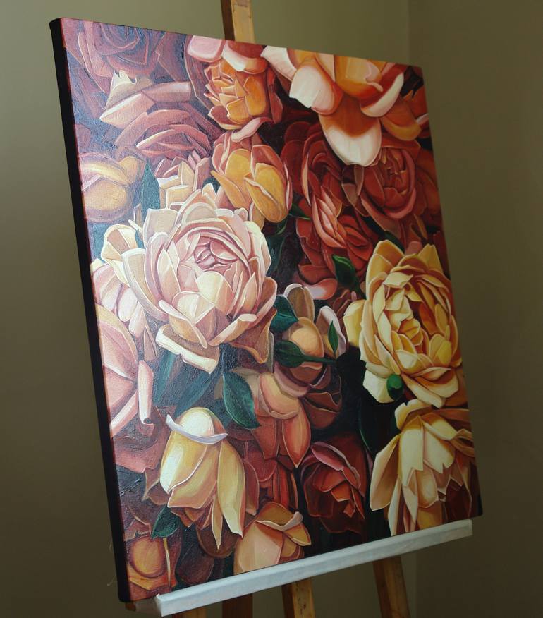 Original Art Deco Floral Painting by Ekaterina Vestnikova