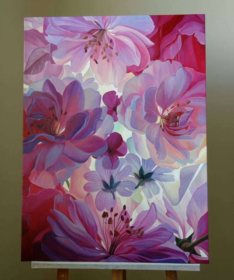 Original Art Deco Floral Painting by Ekaterina Vestnikova