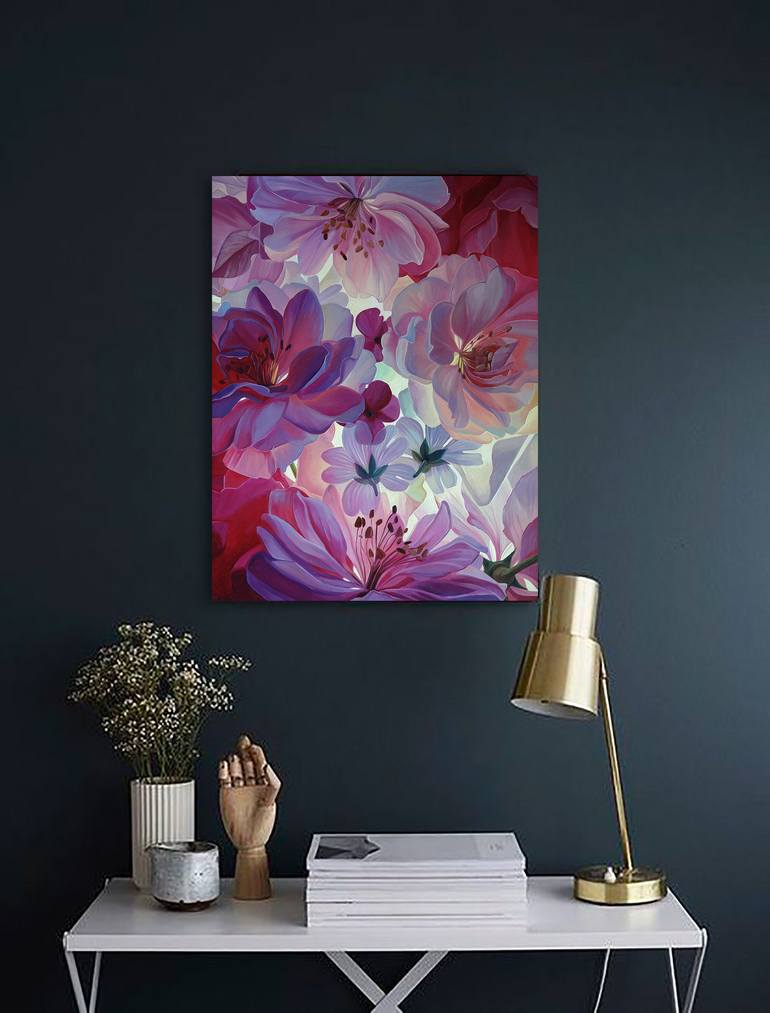 Original Art Deco Floral Painting by Ekaterina Vestnikova